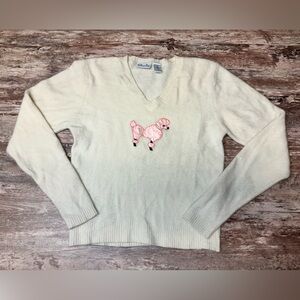 Vintage Willow Bay Pink Poodle Sweater - Lambswool, Angora, XL